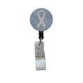 Teacher'S Aid Clear Ribbon for Lung Cancer Awareness Retractable Badge Reel TE55433